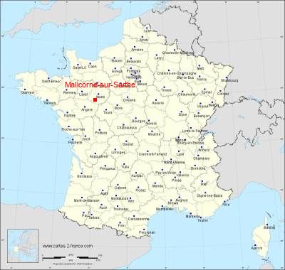 Carte de Malicorne-sur-Sarthe