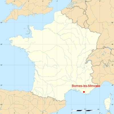 Fond de carte avec Bormes-les-Mimosas