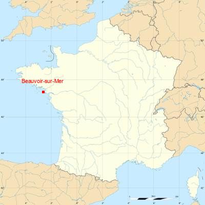 Fond de carte avec Beauvoir-sur-Mer