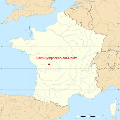 Fond de carte avec Saint-Symphorien-sur-Couze