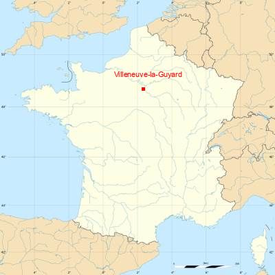 Fond de carte avec Villeneuve-la-Guyard