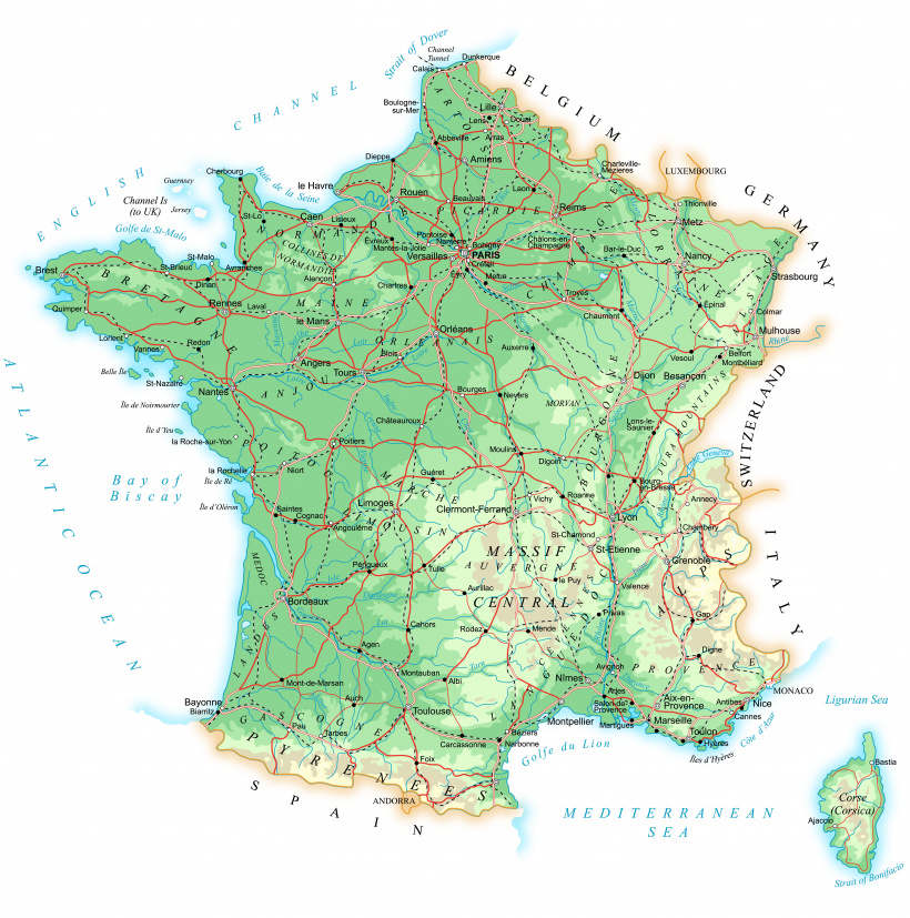Carte de France géographique et politique