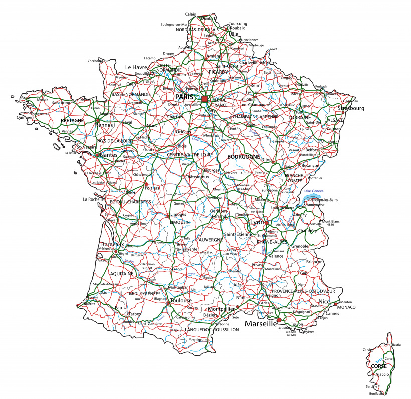Carte des Réseaux routiers en France
