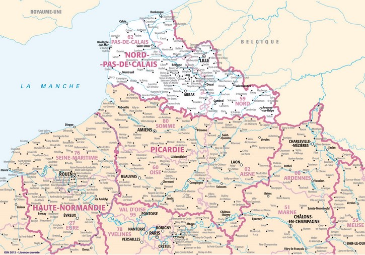 Carte Nord-Pas-de-Calais