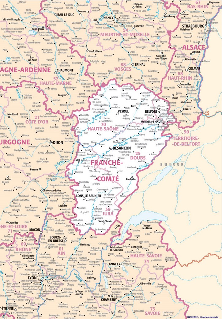 Carte Franche-Comté