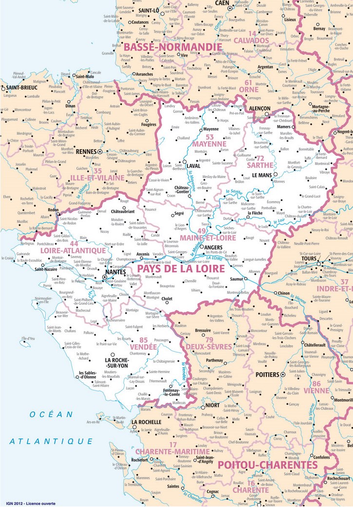 Carte Pays de la Loire