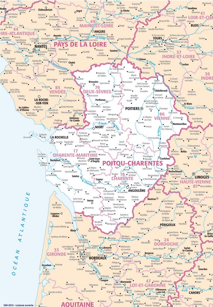 Carte Poitou-Charentes