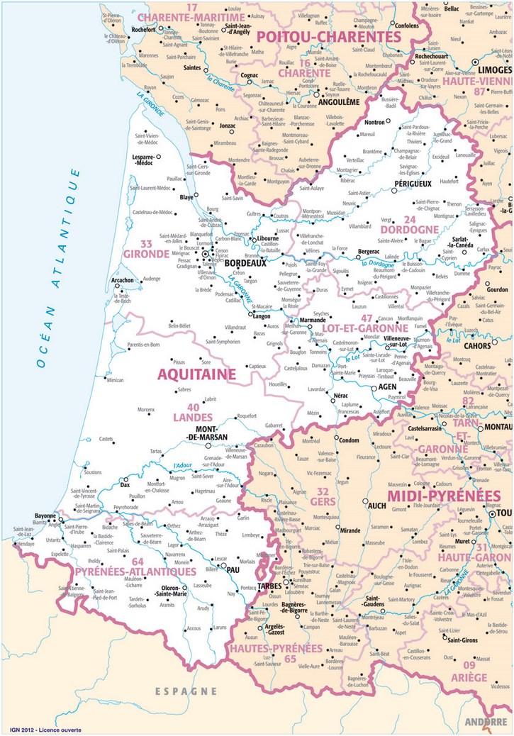 Carte Aquitaine