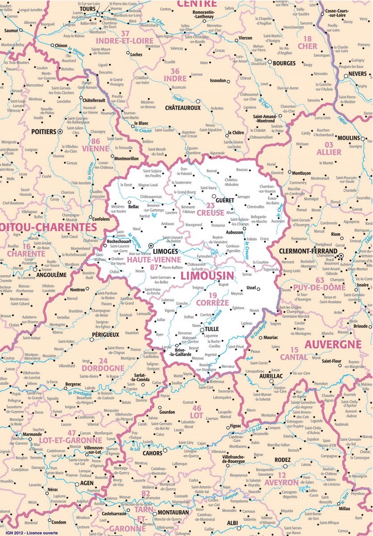 Carte Limousin