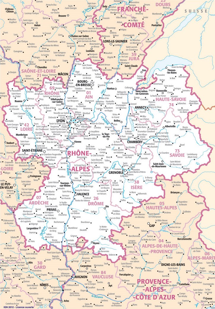 Carte Rhône-Alpes