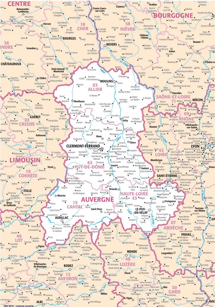 Carte Auvergne