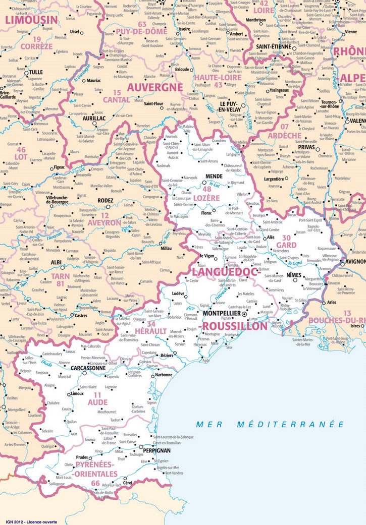 Carte Languedoc-Roussillon