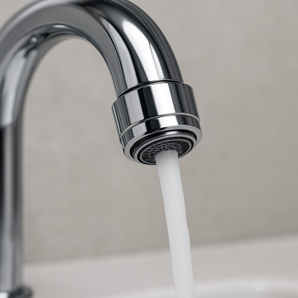 Robinet &eacute;quip&eacute; d'un a&eacute;ro-mousseur pour &eacute;conomiser l'eau