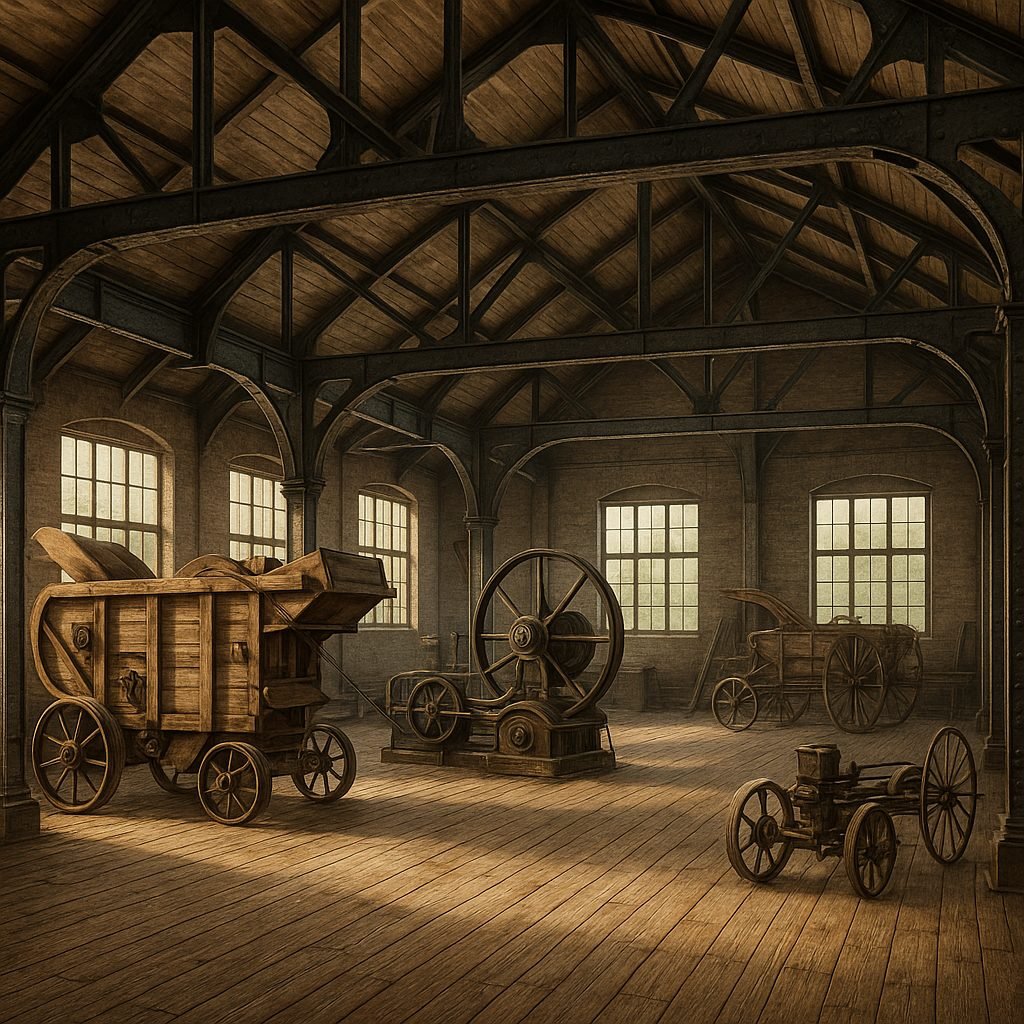 Int&eacute;rieur d&rsquo;une grange m&eacute;tallique du 19e si&egrave;cle