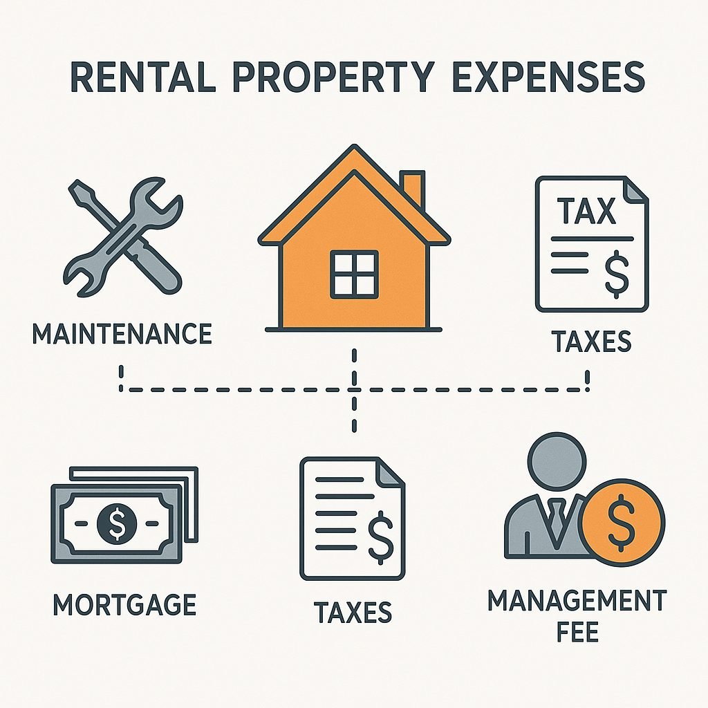 Diagramme illustrant les diff&eacute;rentes charges et frais li&eacute;s &agrave; un appartement locatif