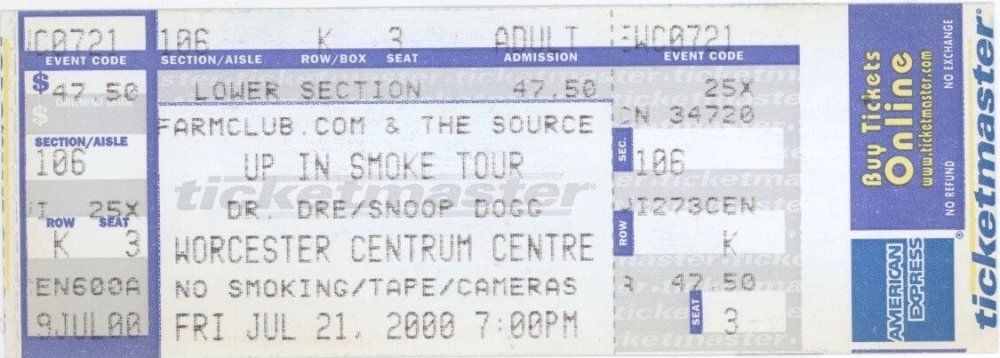 Concert ticket, example of event ticketing