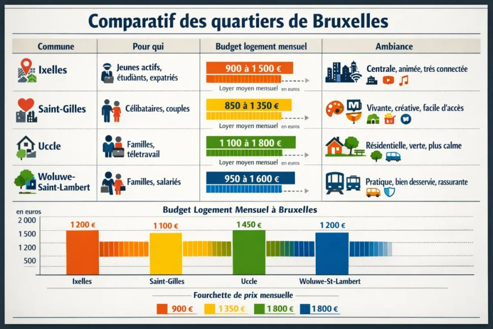 Comparatif des quartiers de Bruxelles pour s’installer, avec budget et ambiance