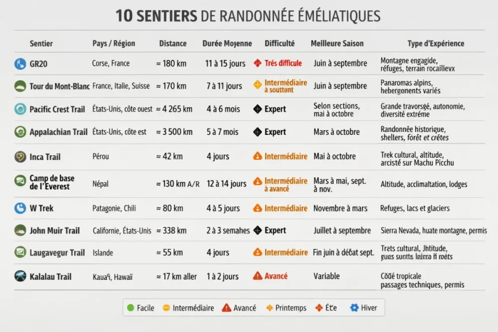 sentiers randonnee comparatif