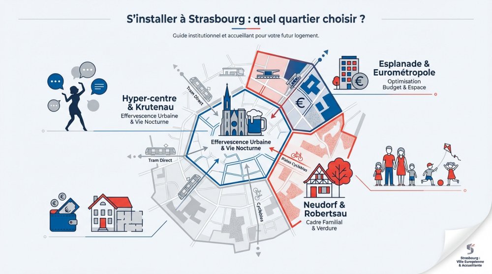 Vue aérienne des quartiers résidentiels de Strasbourg avec espaces verts