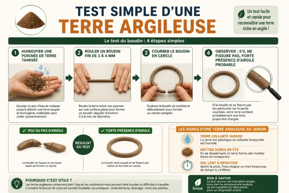 Test du boudin pour reconnaître une terre argileuse avant plantation