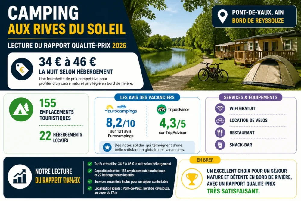 Infographie du rapport qualité-prix du Camping Aux Rives du Soleil en 2026