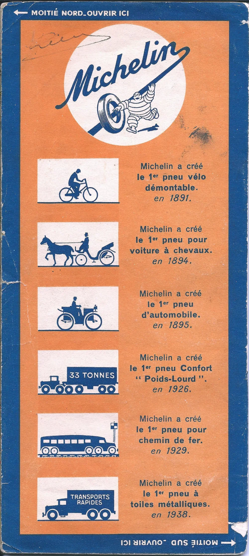 Carte routière Michelin France des années 1940, verso historique