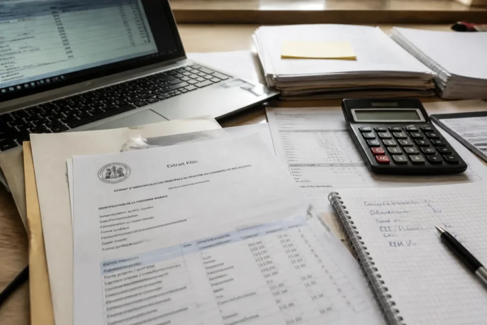Documents comptables et fiche d’entreprise utilisés pour analyser la taille d’une entreprise