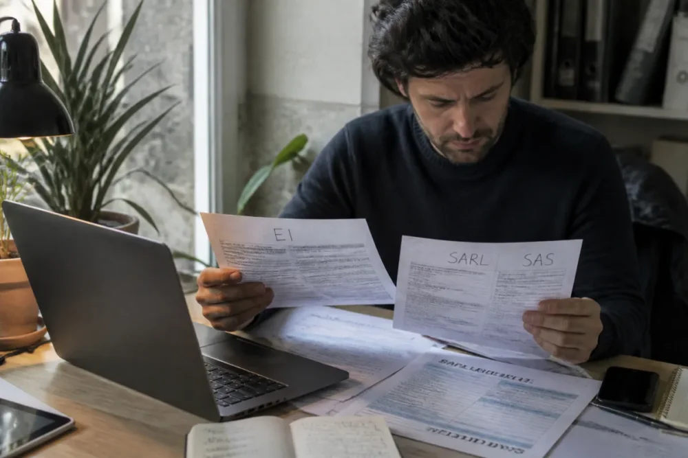 créateur d'entreprise comparant les formes juridiques avant immatriculation