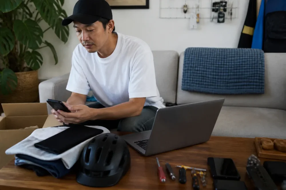 Objects prepared to sell items quickly online