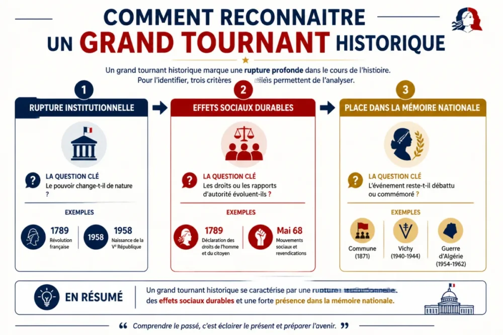 Schéma des critères pour identifier les grands tournants de l’histoire française