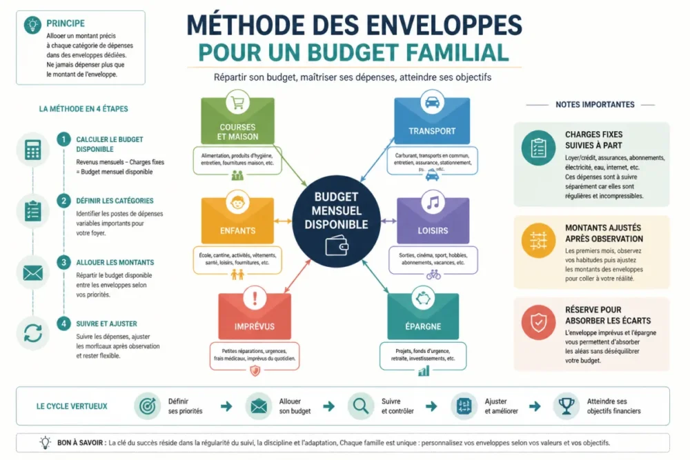 Schéma de répartition des enveloppes budgétaires pour un budget familial