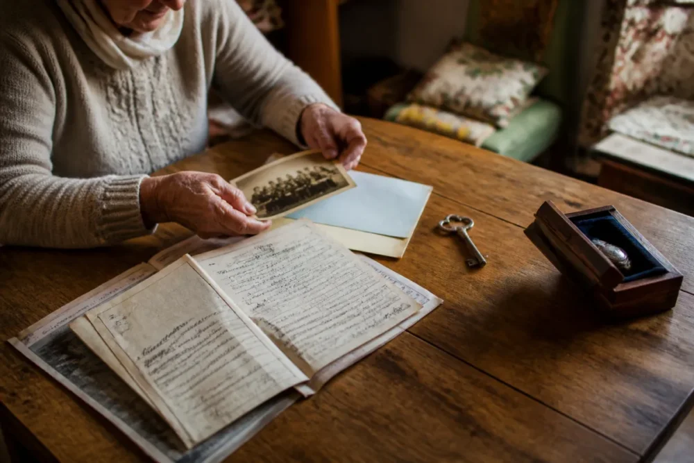 Exemple de patrimoine familial avec maison documents et objets transmis
