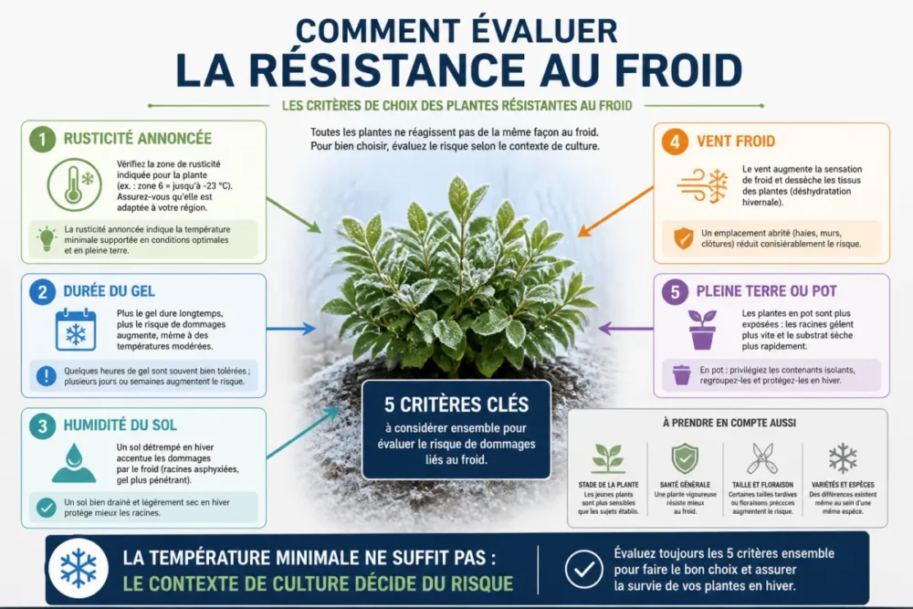 Schéma des critères pour choisir des plantes résistantes au gel