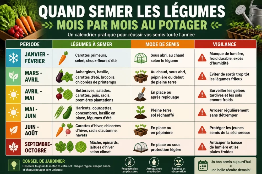 quand semer legumes calendrier mois potager