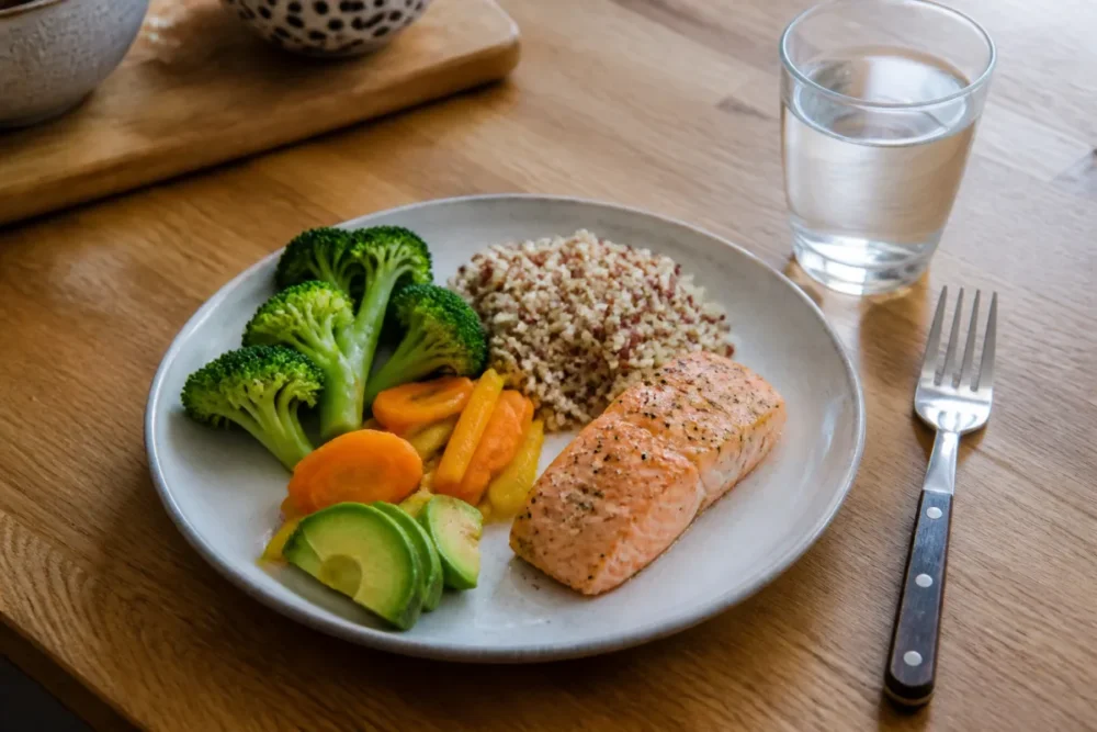 Diagram of common dietary mistakes and corrections for a balanced diet