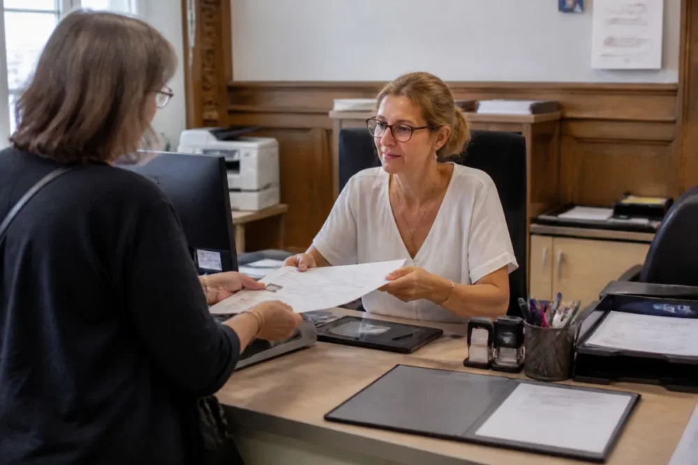 Dépôt d’un dossier de renouvellement de carte d’identité dans une mairie équipée
