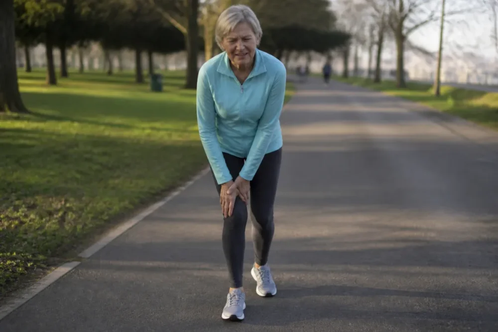 marche douce sur terrain plat pour douleur au genou