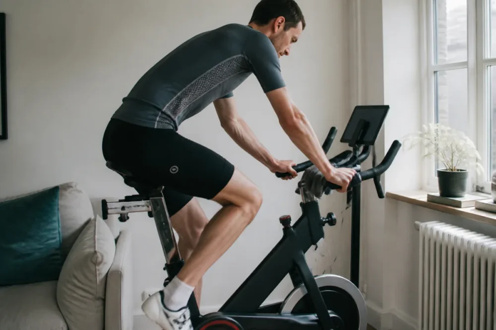 vélo d’appartement réglé pour sport doux avec mal de genou