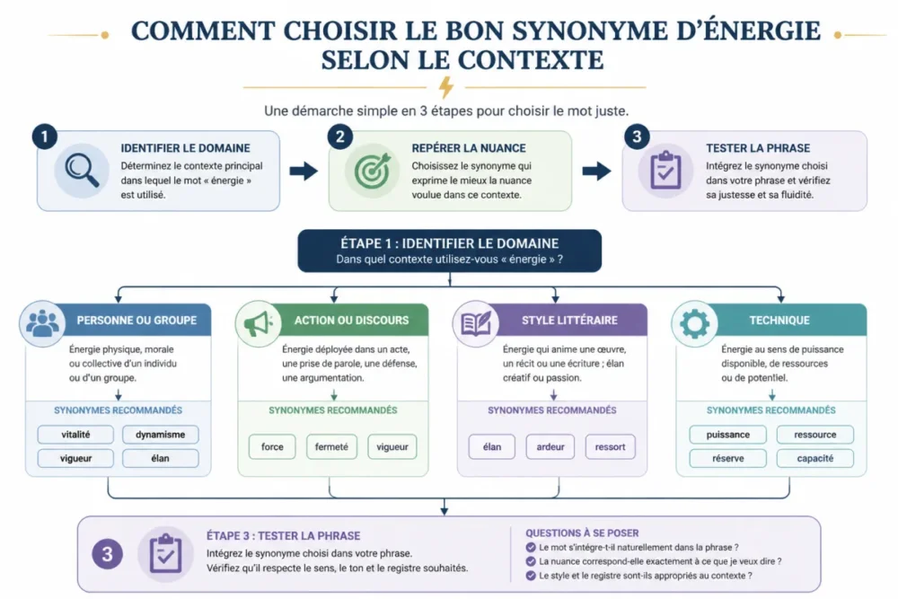 Dictionnaire ouvert et notes de reformulation pour choisir un synonyme d’énergie