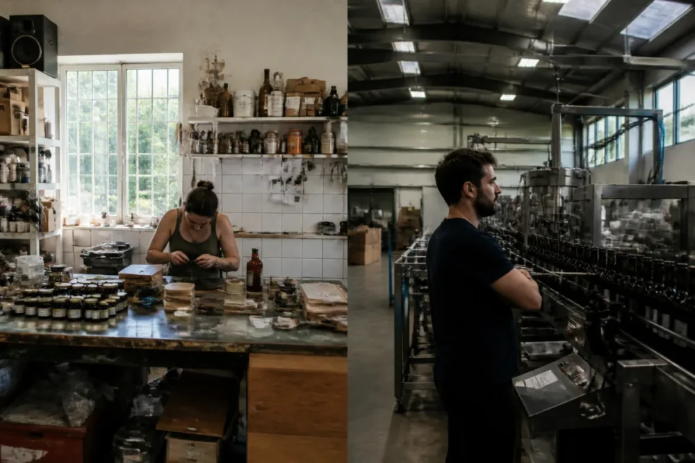 comparaison entre atelier artisanal et production industrielle