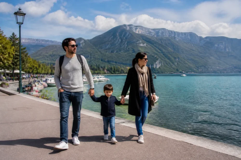 Famille près du lac d’Annecy dans une ville agréable à vivre en France