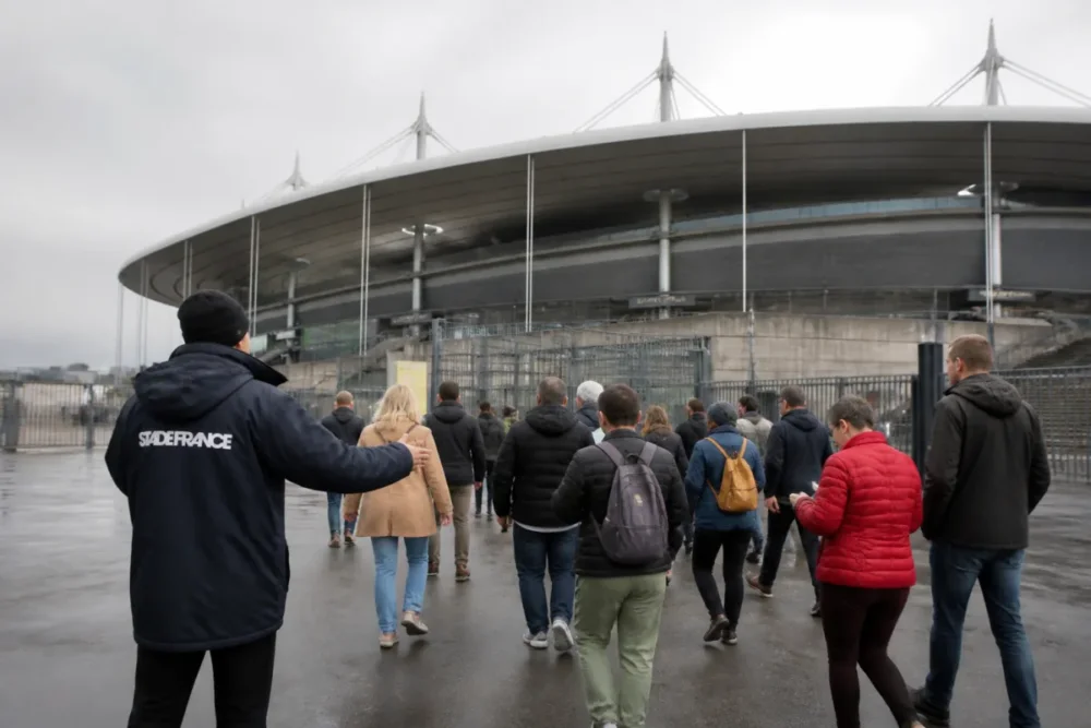 Vue réaliste du Stade de France à Saint-Denis pour préparer une visite guidée