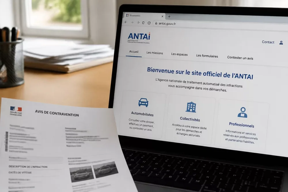 Avis de contravention anonymisé consulté avec le site officiel de l’ANTAI.
