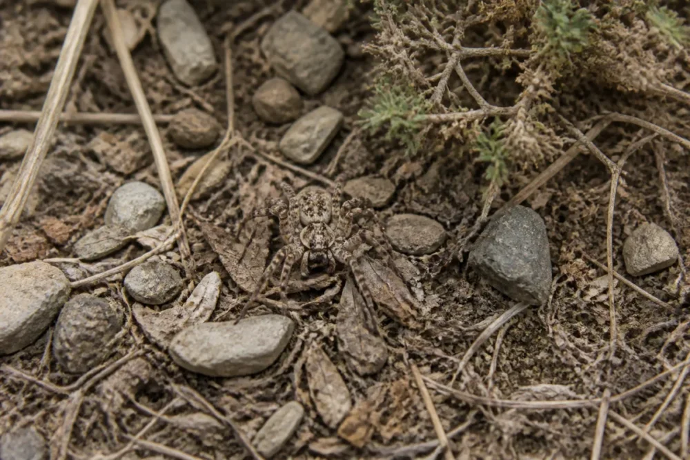 Malmignatte dans un milieu sec du sud de la France, araignée potentiellement dangereuse