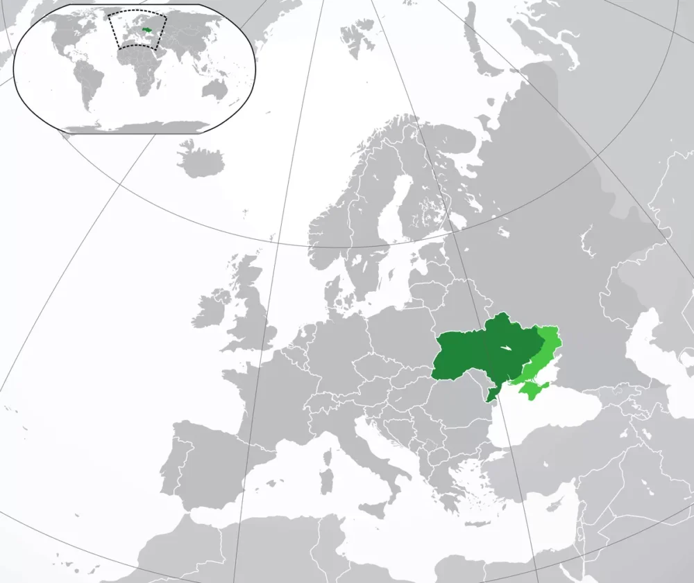 Carte générale de l’Ukraine en Europe