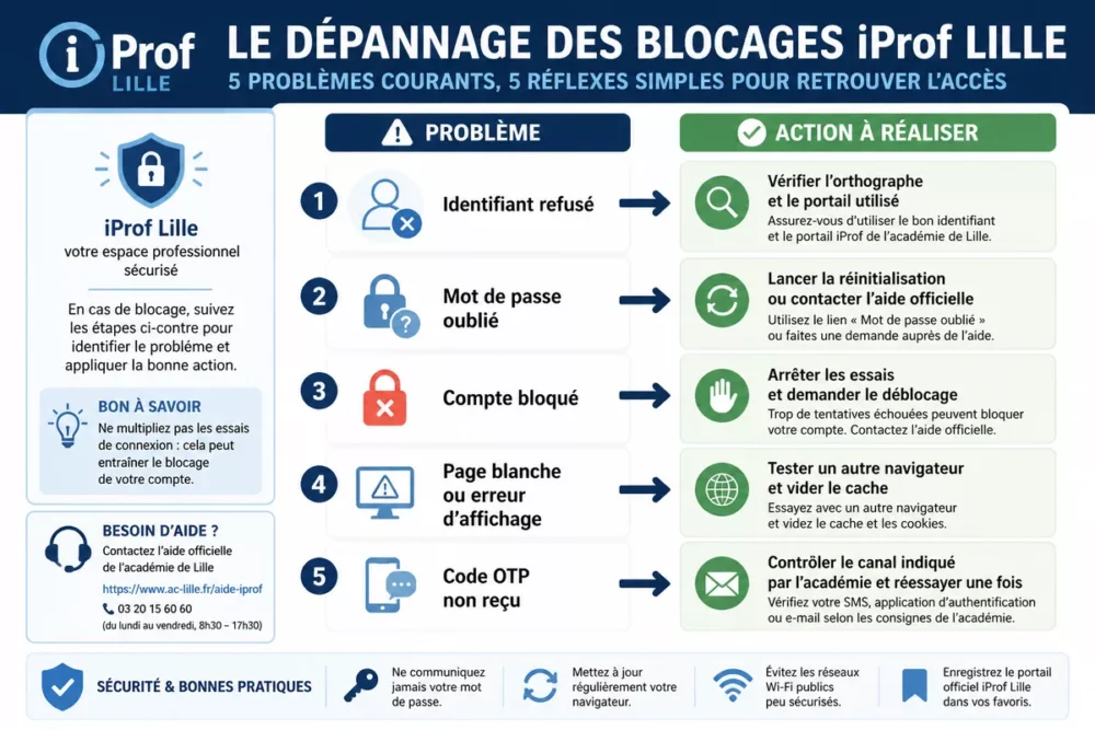 Arbre de dépannage pour un blocage de connexion iProf Lille