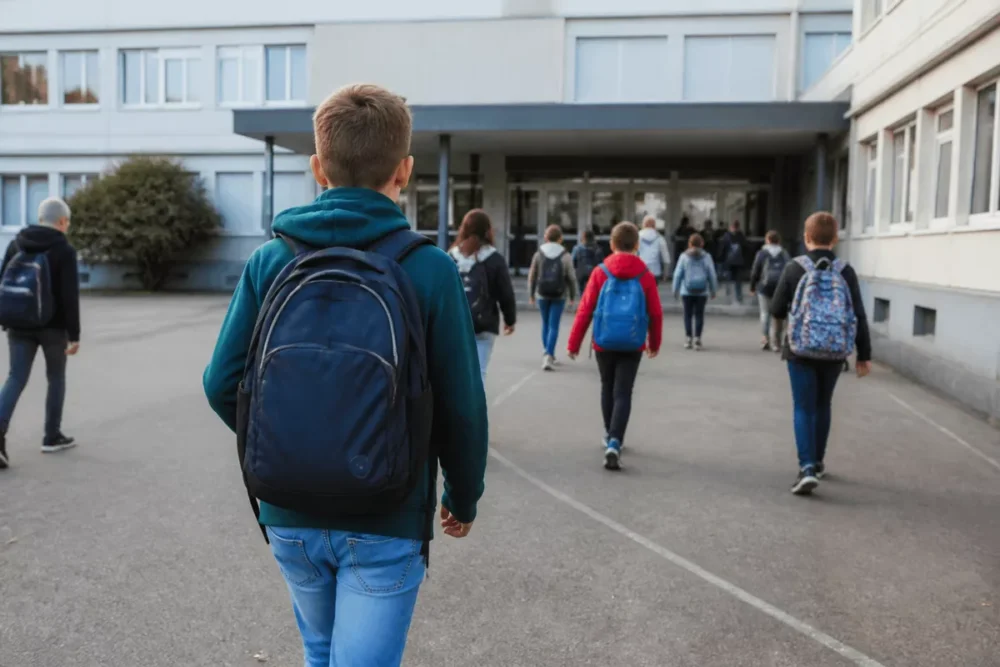 Élève entrant dans un collège français après l’école primaire
