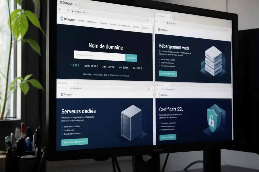 Écran illustrant la vérification d’un domaine et de ses pages d’information.
