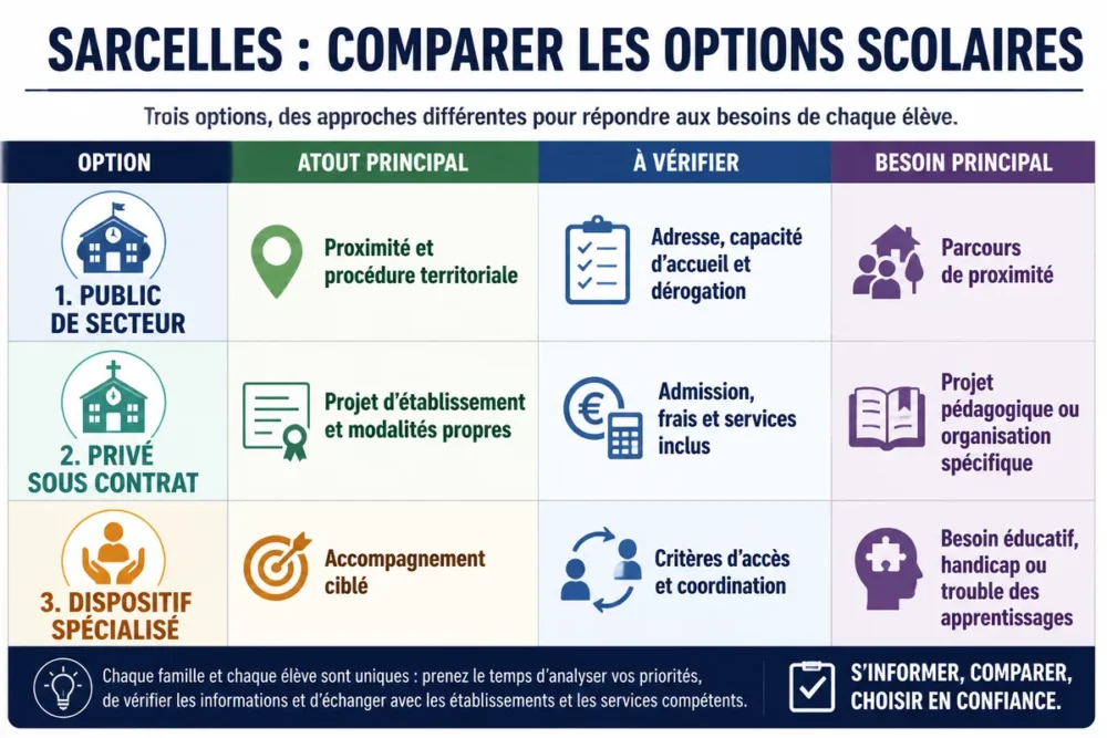 Comparatif des écoles publiques, privées et spécialisées à Sarcelles