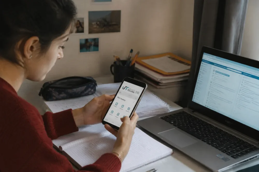 Connexion ENT Tours sur smartphone dans un contexte d’usage réel